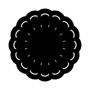 Monokrom dekoratif element tasarla. Soyut çember arkaplanı. Vektör sanatı illüstrasyonu