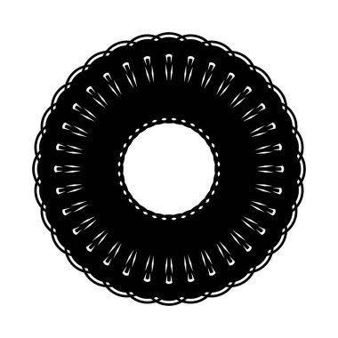 Monokrom dekoratif element tasarla. Soyut çember arkaplanı. Vektör sanatı illüstrasyonu