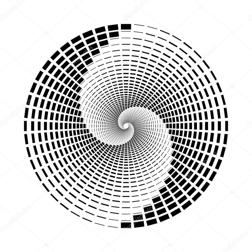 Design spiral dots backdrop. Abstract monochrome background. Vector-art illustration. No gradient