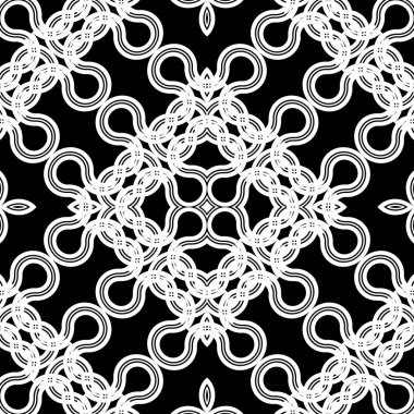 Kusursuz geometrik desen tasarla. Soyut monokrom dantelli arka plan. Vektör sanatı