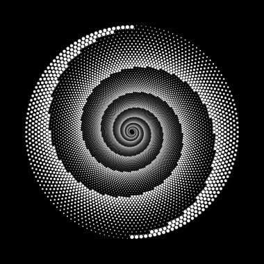 Arkaplanda spiral noktalar tasarla. Soyut tek renkli arkaplan. Vektör-sanat çizimi. Eğim yok