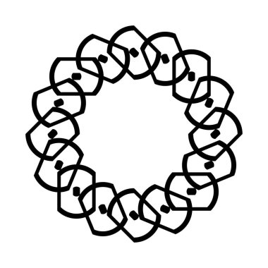Monokrom dekoratif element tasarla. Soyut çember arkaplanı. Vektör sanatı illüstrasyonu
