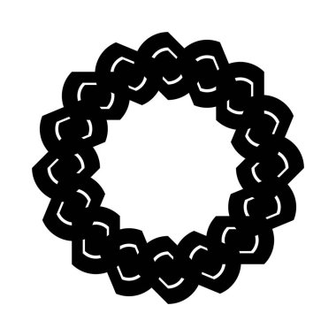 Monokrom dekoratif element tasarla. Soyut çember arkaplanı. Vektör sanatı illüstrasyonu