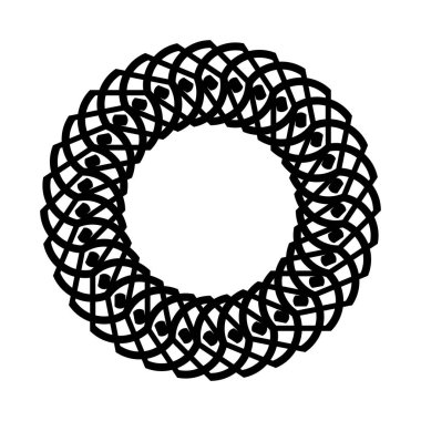 Monokrom dekoratif element tasarla. Soyut çember arkaplanı. Vektör sanatı illüstrasyonu