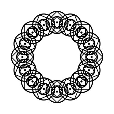 Monokrom dekoratif element tasarla. Soyut çember arkaplanı. Vektör sanatı illüstrasyonu