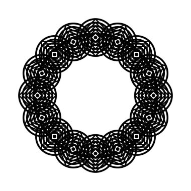 Monokrom dekoratif element tasarla. Soyut çember arkaplanı. Vektör sanatı illüstrasyonu