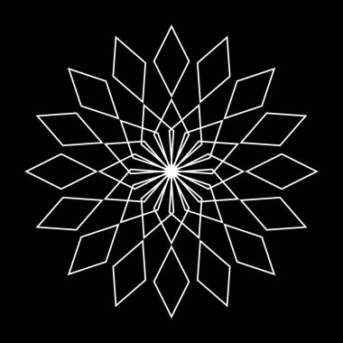 Tek renkli dekoratif kar tanesi elementi tasarla. Soyut ızgara arkaplanı. Vektör sanatı illüstrasyonu