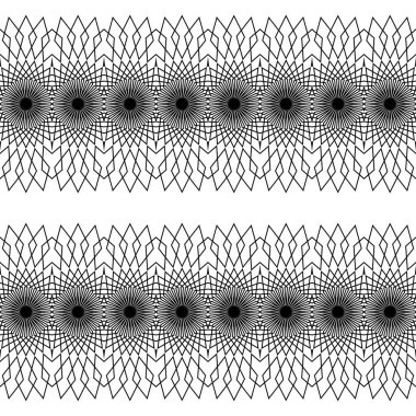 Dekoratif desenli tasarım. Soyut monokrom dantelli arka plan. Vektör sanatı