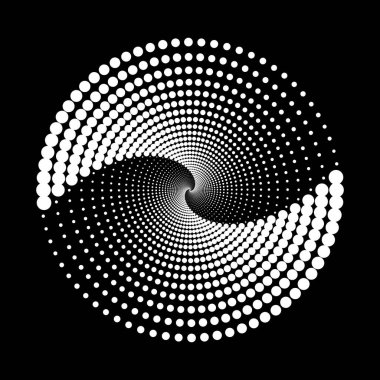 Arkaplanda spiral noktalar tasarla. Soyut tek renkli arkaplan. Vektör-sanat çizimi. Eğim yok
