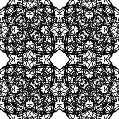 Dekoratif desenli tasarım. Soyut monokrom dantelli arka plan. Vektör sanatı