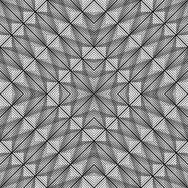 Kusursuz elmas desenli dizayn. Soyut monokrom dantelli arka plan. Vektör sanatı