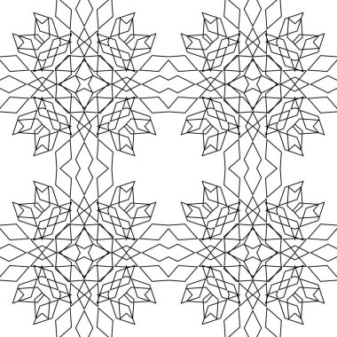 Dekoratif desenli tasarım. Soyut monokrom dantelli arka plan. Vektör sanatı