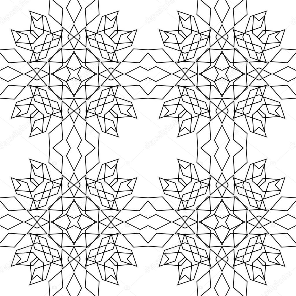 Design seamless decorative pattern. Abstract monochrome lacy background. Vector art