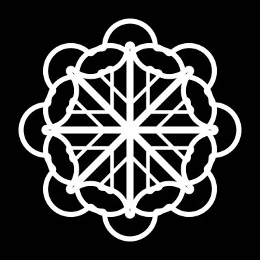 Monokrom dekoratif element tasarla. Soyut çember izole edilmiş arka plan. Vektör sanatı illüstrasyonu