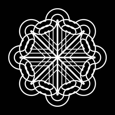 Monokrom dekoratif element tasarla. Soyut çember izole edilmiş arka plan. Vektör sanatı illüstrasyonu