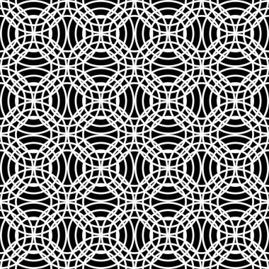 Kusursuz ızgara deseni tasarla. Soyut monokrom iç içe geçmiş. Vektör sanatı