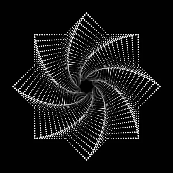 Ontwerp Spiraalvormige Stippen Bloem Achtergrond Abstracte Monochrome Achtergrond Vector Art — Stockvector