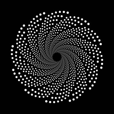Arkaplanda spiral noktalar tasarla. Soyut tek renkli arkaplan. Vektör-sanat çizimi. Eğim yok