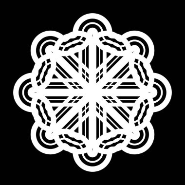 Monokrom dekoratif element tasarla. Soyut çember izole edilmiş arka plan. Vektör sanatı illüstrasyonu