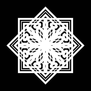 Tek renkli dekoratif kar tanesi elementi tasarla. Soyut ızgara arkaplanı. Vektör sanatı illüstrasyonu