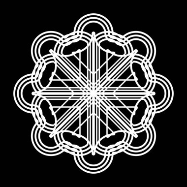 Monokrom dekoratif element tasarla. Soyut çember izole edilmiş arka plan. Vektör sanatı illüstrasyonu