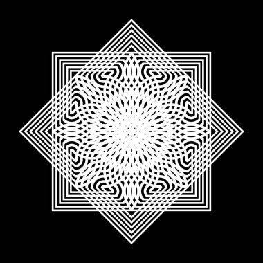 Tek renkli dekoratif kar tanesi elementi tasarla. Soyut ızgara arkaplanı. Vektör sanatı illüstrasyonu