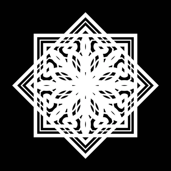 Diseño Monocromo Elemento Copo Nieve Decorativo Fondo Abstracto Rejilla Ilustración — Archivo Imágenes Vectoriales