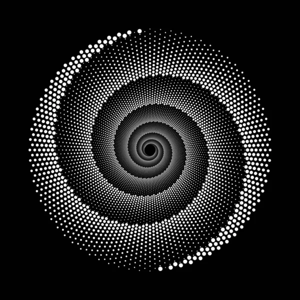 Escenario Puntos Espiral Diseño Fondo Monocromo Abstracto Ilustración Arte Vectorial — Archivo Imágenes Vectoriales