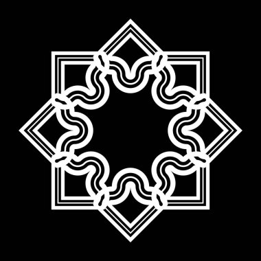 Tek renkli dekoratif kar tanesi elementi tasarla. Soyut ızgara arkaplanı. Vektör sanatı illüstrasyonu