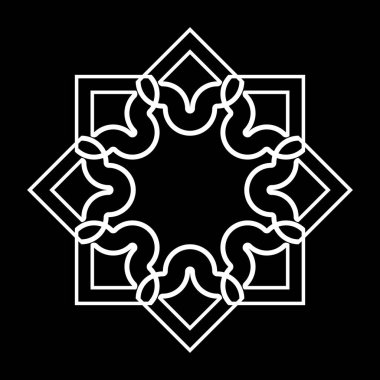 Tek renkli dekoratif kar tanesi elementi tasarla. Soyut ızgara arkaplanı. Vektör sanatı illüstrasyonu