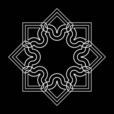 Tek renkli dekoratif kar tanesi elementi tasarla. Soyut ızgara arkaplanı. Vektör sanatı illüstrasyonu