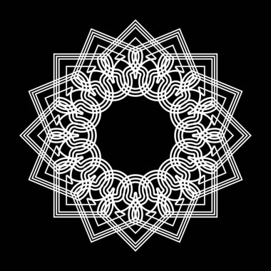 Tek renkli dekoratif kar tanesi elementi tasarla. Soyut ızgara arkaplanı. Vektör sanatı illüstrasyonu