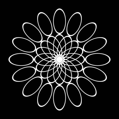 Monokrom dekoratif daire elementi tasarla. Soyut ızgara arkaplanı. Vektör sanatı illüstrasyonu