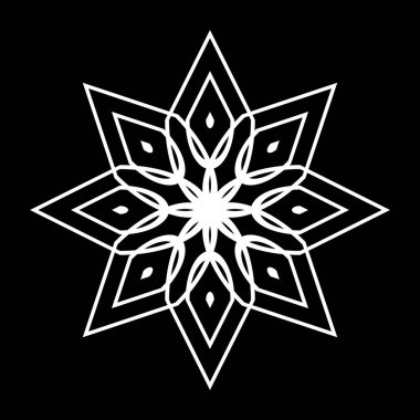 Tek renkli dekoratif kar tanesi elementi tasarla. Soyut ızgara arkaplanı. Vektör sanatı illüstrasyonu