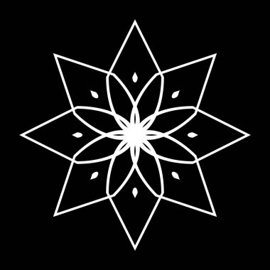 Tek renkli dekoratif kar tanesi elementi tasarla. Soyut ızgara arkaplanı. Vektör sanatı illüstrasyonu