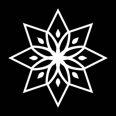 Tek renkli dekoratif kar tanesi elementi tasarla. Soyut ızgara arkaplanı. Vektör sanatı illüstrasyonu