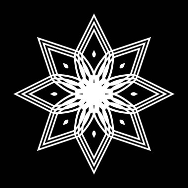 Tek renkli dekoratif kar tanesi elementi tasarla. Soyut ızgara arkaplanı. Vektör sanatı illüstrasyonu