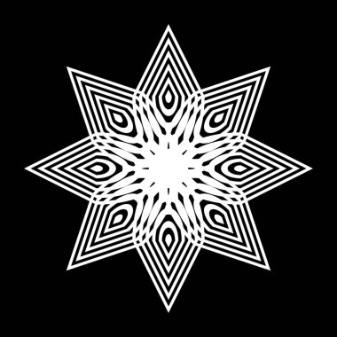 Tek renkli dekoratif kar tanesi elementi tasarla. Soyut ızgara arkaplanı. Vektör sanatı illüstrasyonu