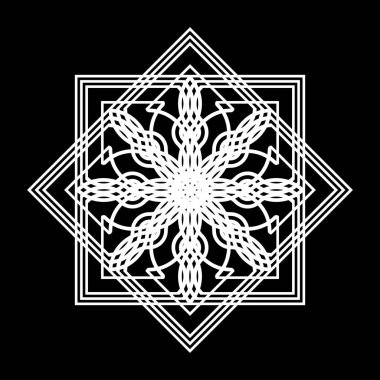 Tek renkli dekoratif kar tanesi elementi tasarla. Soyut ızgara arkaplanı. Vektör sanatı illüstrasyonu