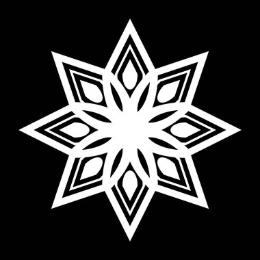 Tek renkli dekoratif kar tanesi elementi tasarla. Soyut ızgara arkaplanı. Vektör sanatı illüstrasyonu