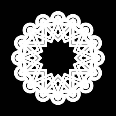 Tek renkli kar tanesi dekoratif elementini tasarla. Soyut çember izole edilmiş arka plan. Vektör sanatı illüstrasyonu