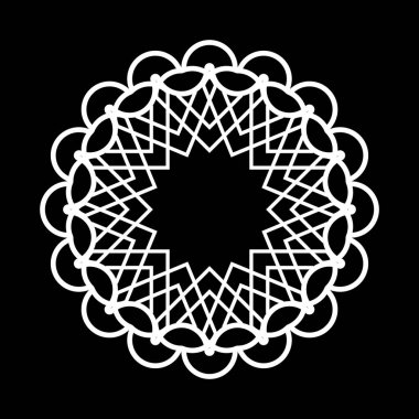 Tek renkli kar tanesi dekoratif elementini tasarla. Soyut çember izole edilmiş arka plan. Vektör sanatı illüstrasyonu