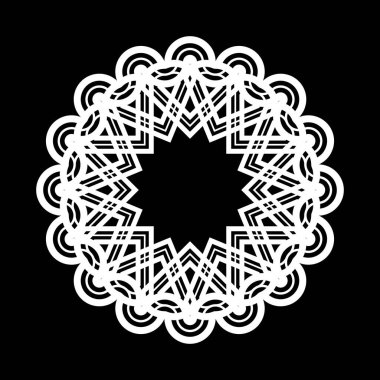 Tek renkli kar tanesi dekoratif elementini tasarla. Soyut çember izole edilmiş arka plan. Vektör sanatı illüstrasyonu