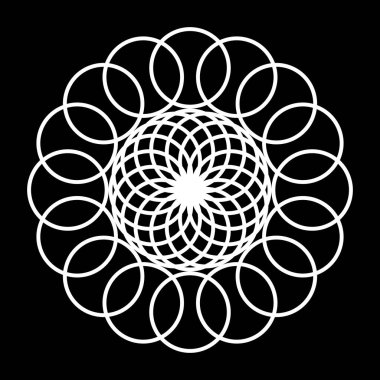 Monokrom dekoratif daire elementi tasarla. Soyut ızgara arkaplanı. Vektör sanatı illüstrasyonu