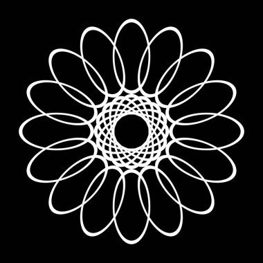 Monokrom dekoratif daire elementi tasarla. Soyut ızgara arkaplanı. Vektör sanatı illüstrasyonu