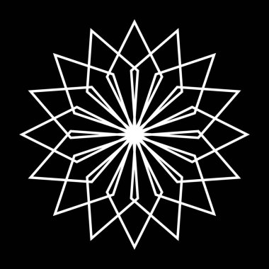 Tek renkli dekoratif kar tanesi elementi tasarla. Soyut ızgara arkaplanı. Vektör sanatı illüstrasyonu