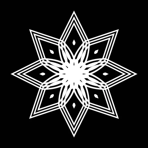 Tek renkli dekoratif kar tanesi elementi tasarla. Soyut ızgara arkaplanı. Vektör sanatı illüstrasyonu