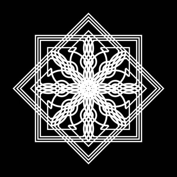 Tek renkli dekoratif kar tanesi elementi tasarla. Soyut ızgara arkaplanı. Vektör sanatı illüstrasyonu