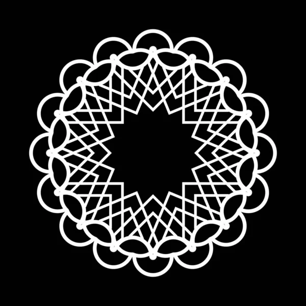 Tek renkli kar tanesi dekoratif elementini tasarla. Soyut çember izole edilmiş arka plan. Vektör sanatı illüstrasyonu