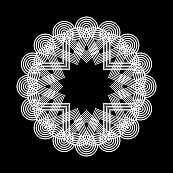 Conception Monochrome Flocon Neige Élément Décoratif Cercle Abstrait Fond Isolé — Image vectorielle